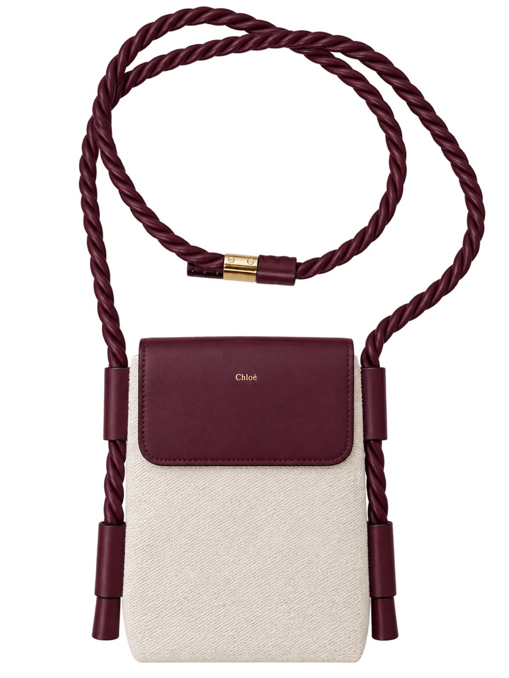 Chloe Key Phone Pouch Crossbody - Ivory/Burgundy